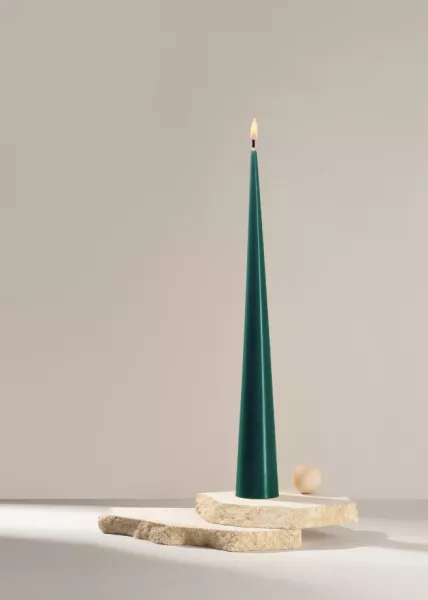 Свеча коническая 36 см, Изумрудный