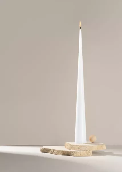 Свеча коническая 47 см , Белый