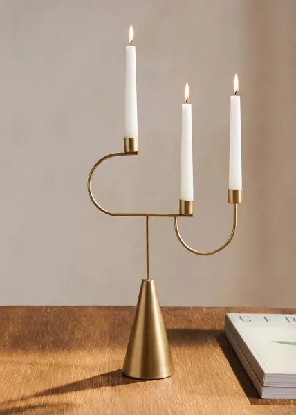 Подсвечник из металла Newel 26х10х39 см, золотой фото №1