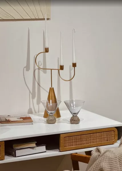 Подсвечник из металла Newel 26х10х39 см, золотой