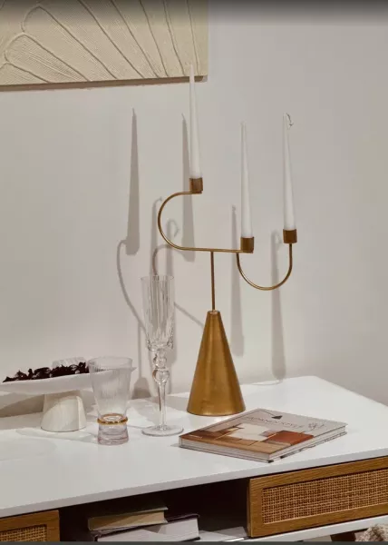 Подсвечник из металла Newel 26х10х39 см, золотой фото №2