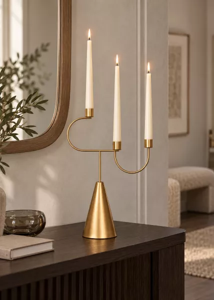 Подсвечник металлический Newel, 26х10х39, металл, золотой