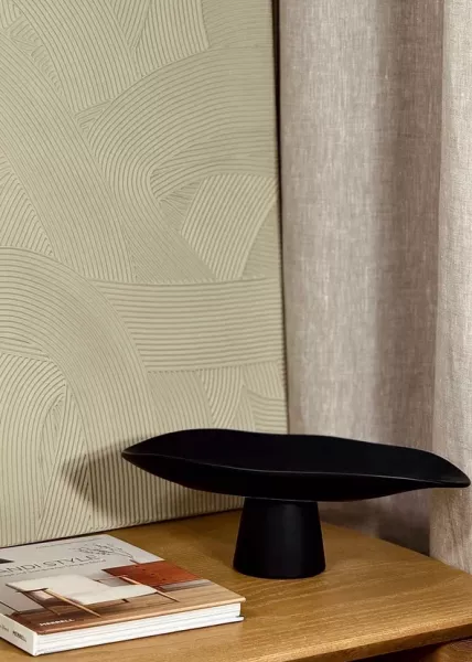 Блюдо керамическое на ножке большое 46х20,5 см, черный фото №3