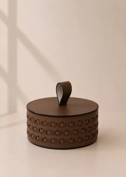 Корзина для хранения Ivand с крышкой, 20x19, экокожа, коричневая