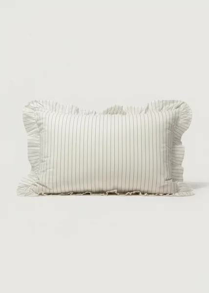 Комплект из 2-х наволочек из вареного хлопка, 50х70, с воланами, белая в полоску, Mariner