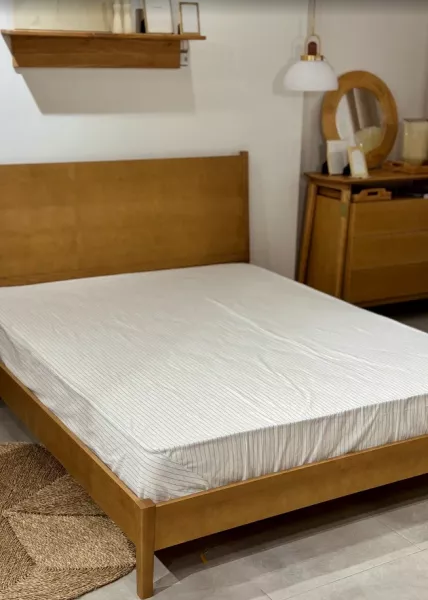 Простыня из вареного хлопка, 240х260 (евро), белая в полоску, Mariner фото №3