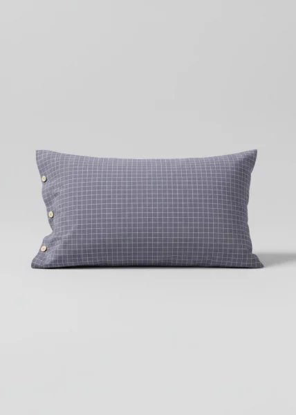 Комплект из 2-х наволочек из вареного хлопка, 50х70, на пуговицах, клетка графит, Apollo