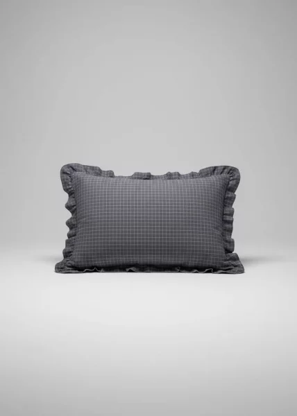 Комплект из 2-х наволочек из вареного хлопка, 50х70, с воланами, клетка графит, Apollo