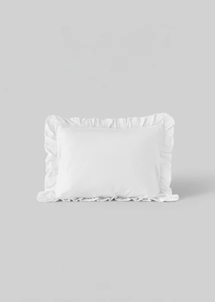 Комплект из 2-х наволочек из вареного хлопка, 50х70, с воланами, белый, Santorini