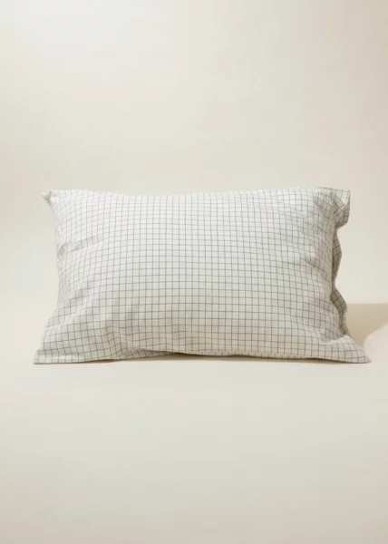 Комплект из 2-х наволочек из вареного хлопка, 50х70, на пуговицах, клетка белая, Apollo