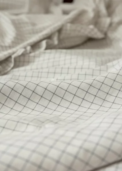 Пододеяльник из вареного хлопка, 160х220,  с воланами, клетка белая, Amphora фото №3