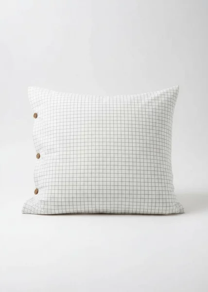 Комплект из 2-х наволочек из вареного хлопка, 70х70, на пуговицах, клетка белая, Apollo