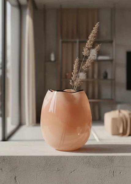 Ваза стекляная Хлоя, 27см, терракот с кантом фото №1