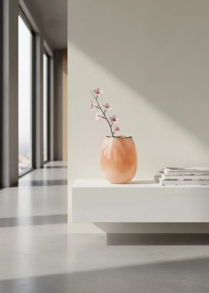 Ваза стекляная Хлоя, 27см, терракот с кантом фото №2