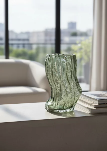 Ваза стекляная Ника, 42см, зеленая фото №1