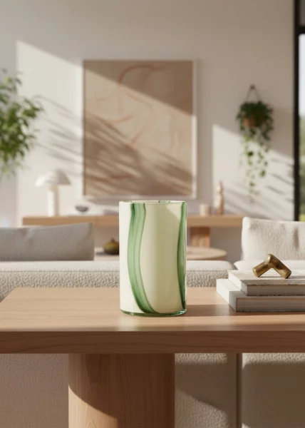 Ваза стекляная Агата, 30см, зеленый фото №1