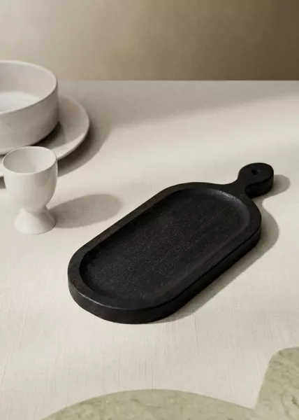 Доска сервировочная овальная с ручкой, 31 см, дуб фото №1