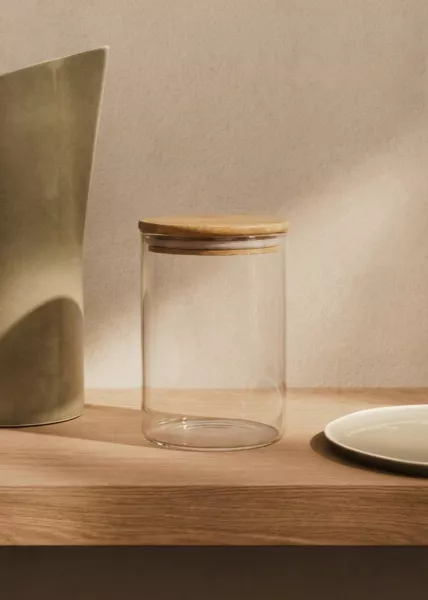 Банка с бамбуковой крышкой High-Tech, 10х12, 700 мл, стекло фото №1