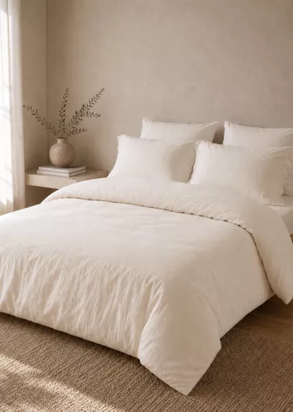 Пододеяльник из вареного хлопка, 240х220 (евро макси), молочный, Pure Love