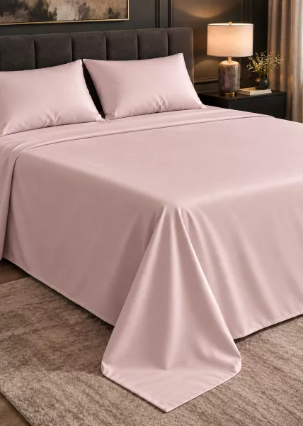 Простыня из сатина, 240х260 (евро),бледно-розовая, Blush