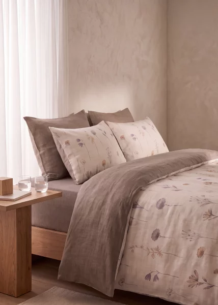 Простыня из вареного хлопка, 240х260 (евро), кофейная, Flora